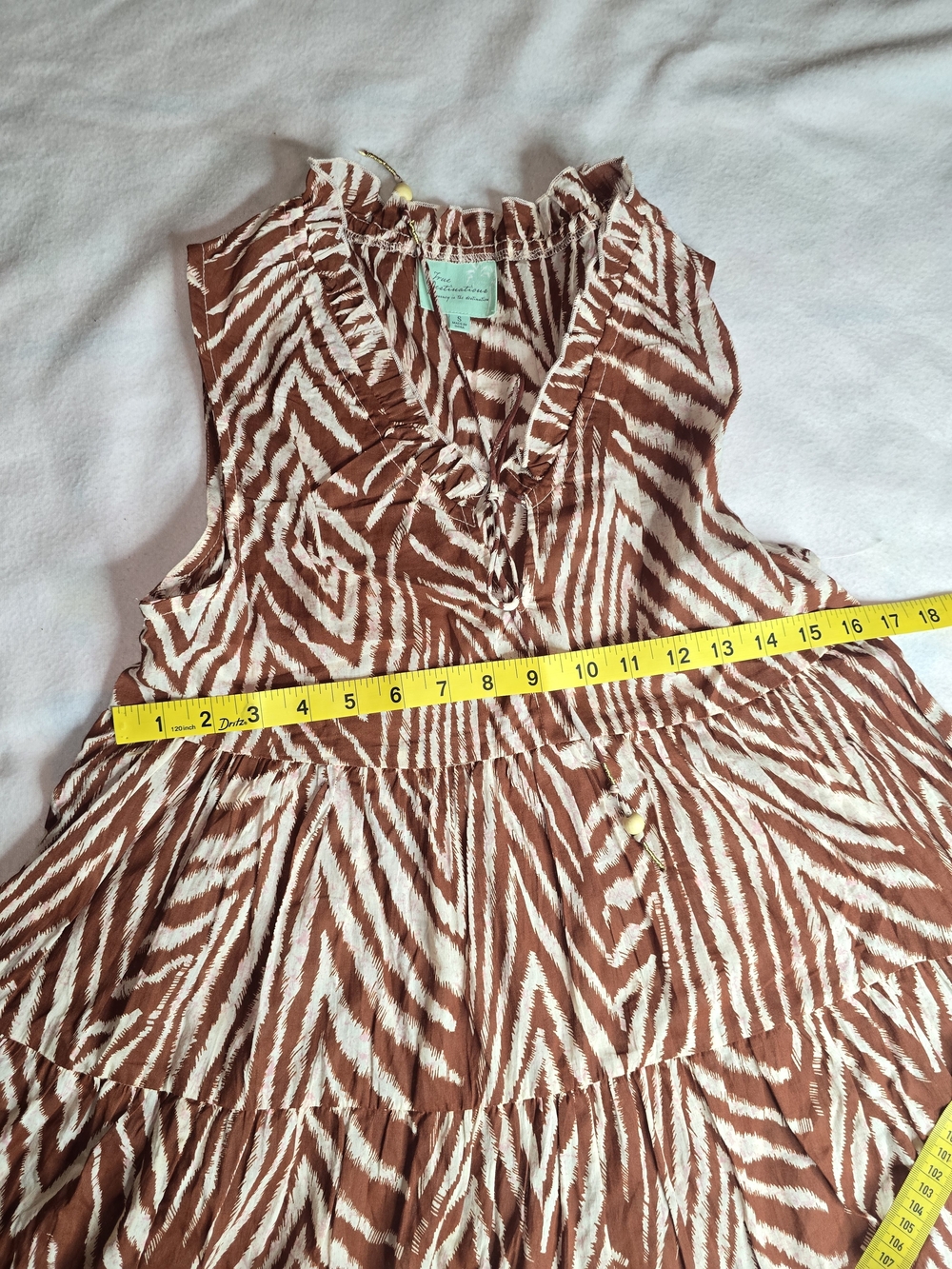 Sleeveless Brown Zebra-Print Tiered Mini Dress - Picture 5 of 7